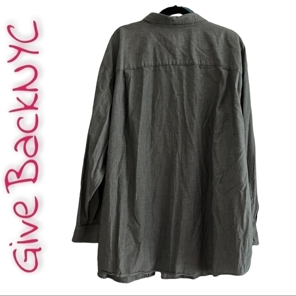 𝅺True Nation Button Down Dress Shirt Gray Size 4XL - Picture 2 of 8